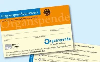 Organspendeausweis des Projekts WJ Organspende